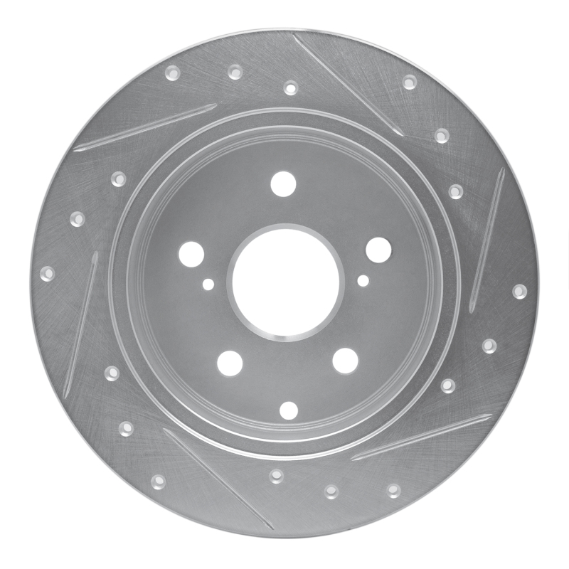 Lexus HS250H Brake Rotor (1) - Rear Left - R1 Concepts - Drilled & Slotted - Silver - `06-`18